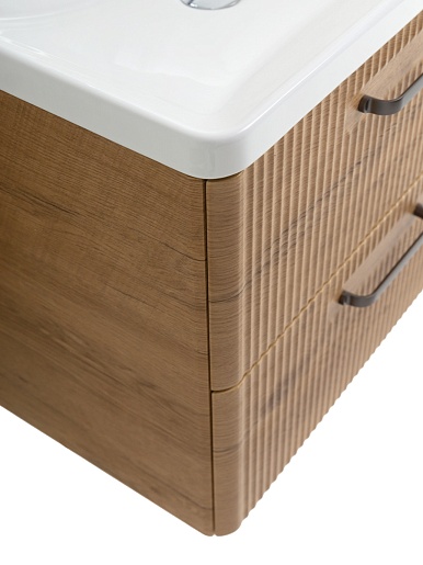 BelBagno Тумба с раковиной Due 60 подвесная Rovere Nature ручки Матовый тёмный никель – картинка-3